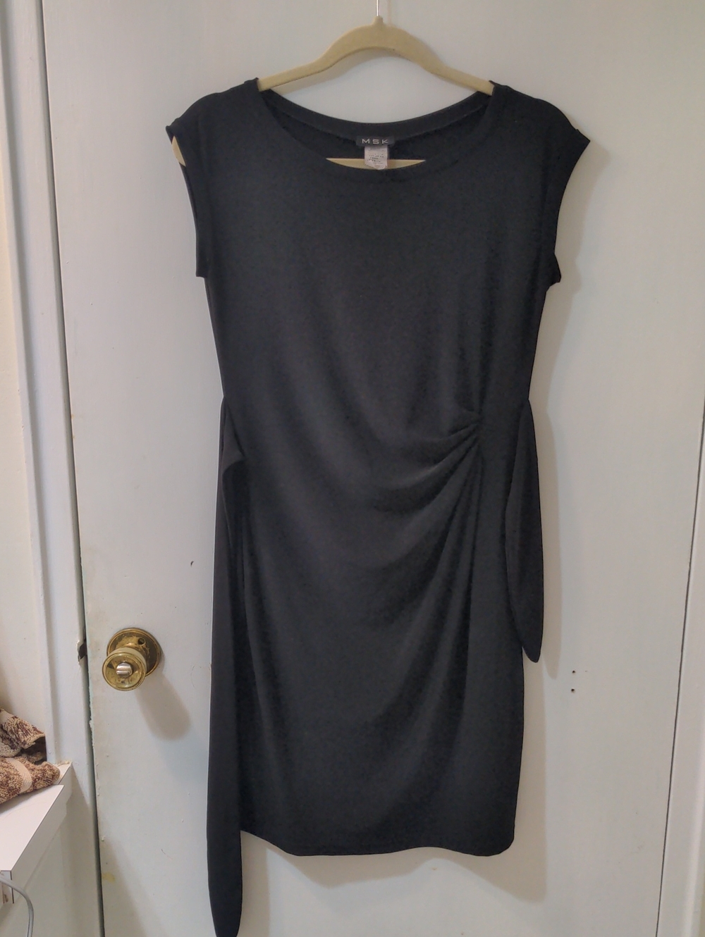 MSK Black Side-Tie Midi Sheath Dress